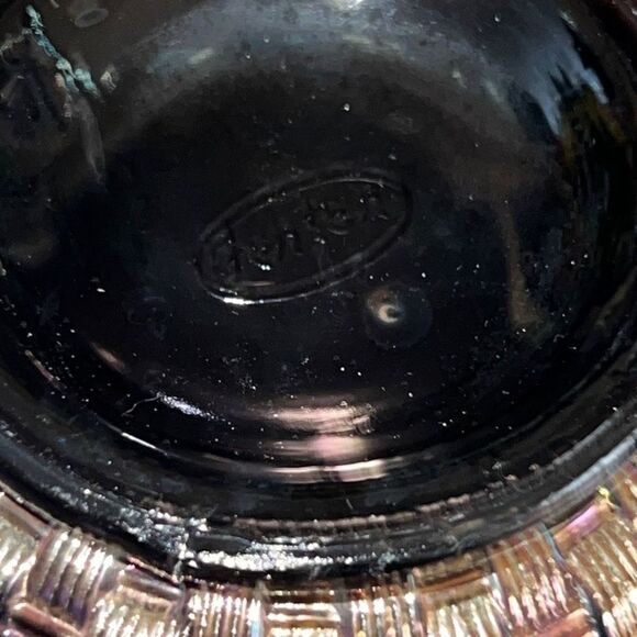 Vintage Fenton Amethyst Carnival Glass Bowl Basket Weave Candy Dish - Picture 4 of 12